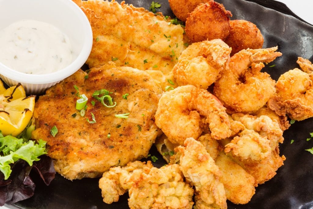 Fried fish and shrimp at a White Stone, VA, restaurant